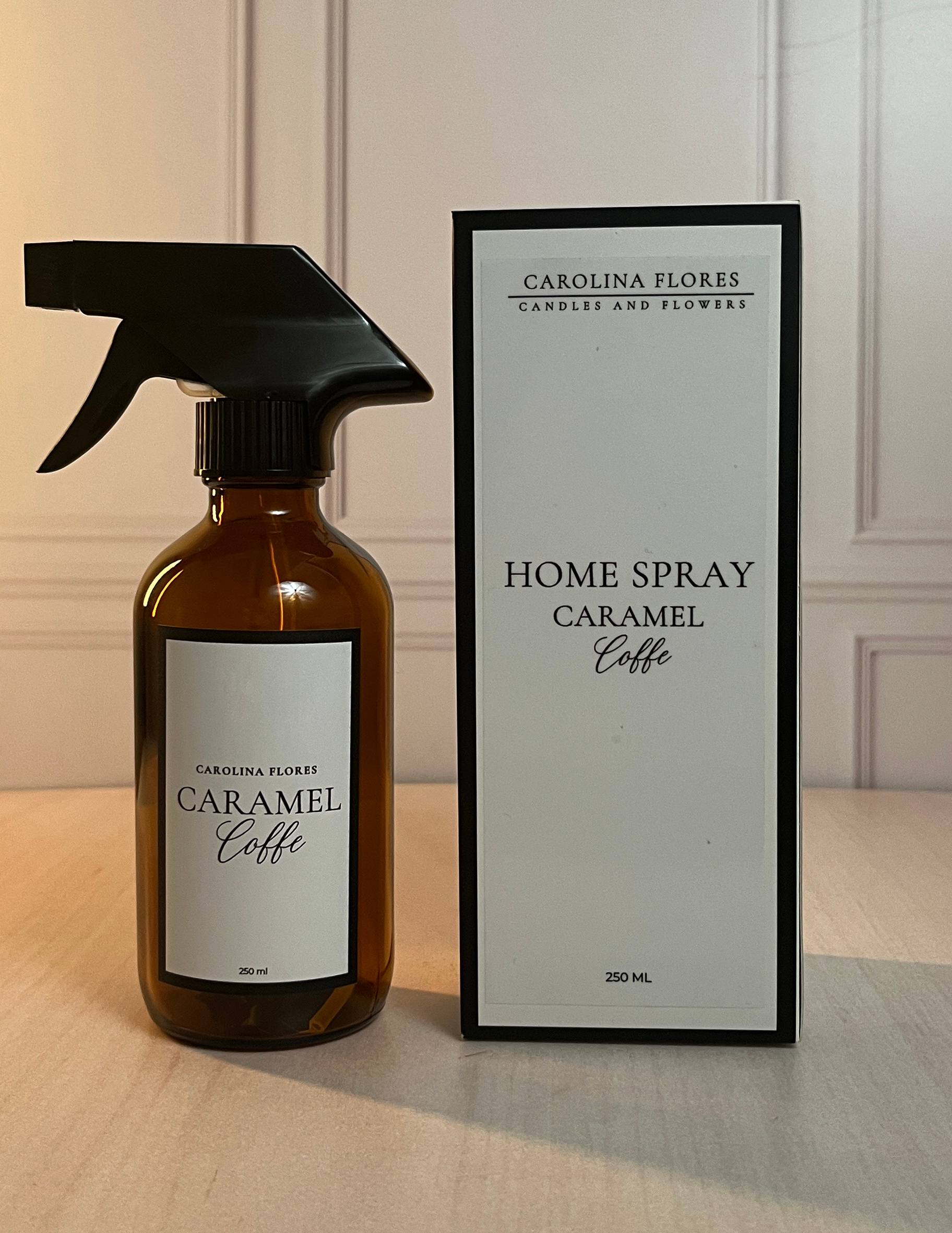 Home Spray Caramel Coffe 250 ml en botella de vidrio