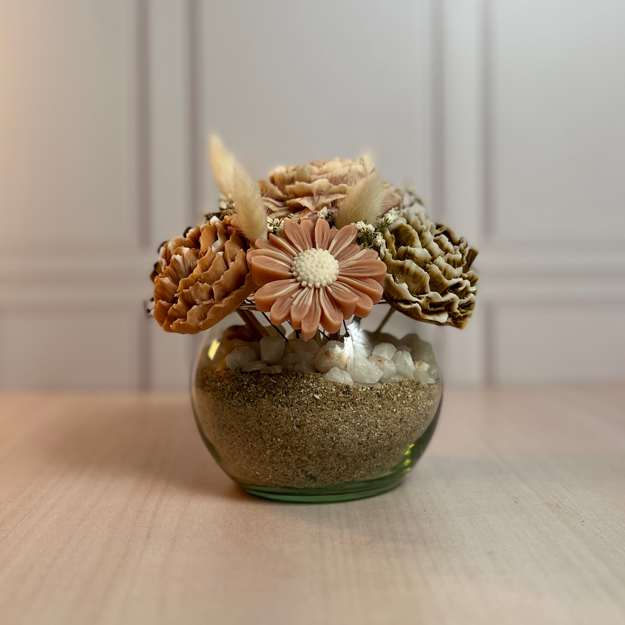 Pecera Pequeña 7 Velas Florales Brown Blossom