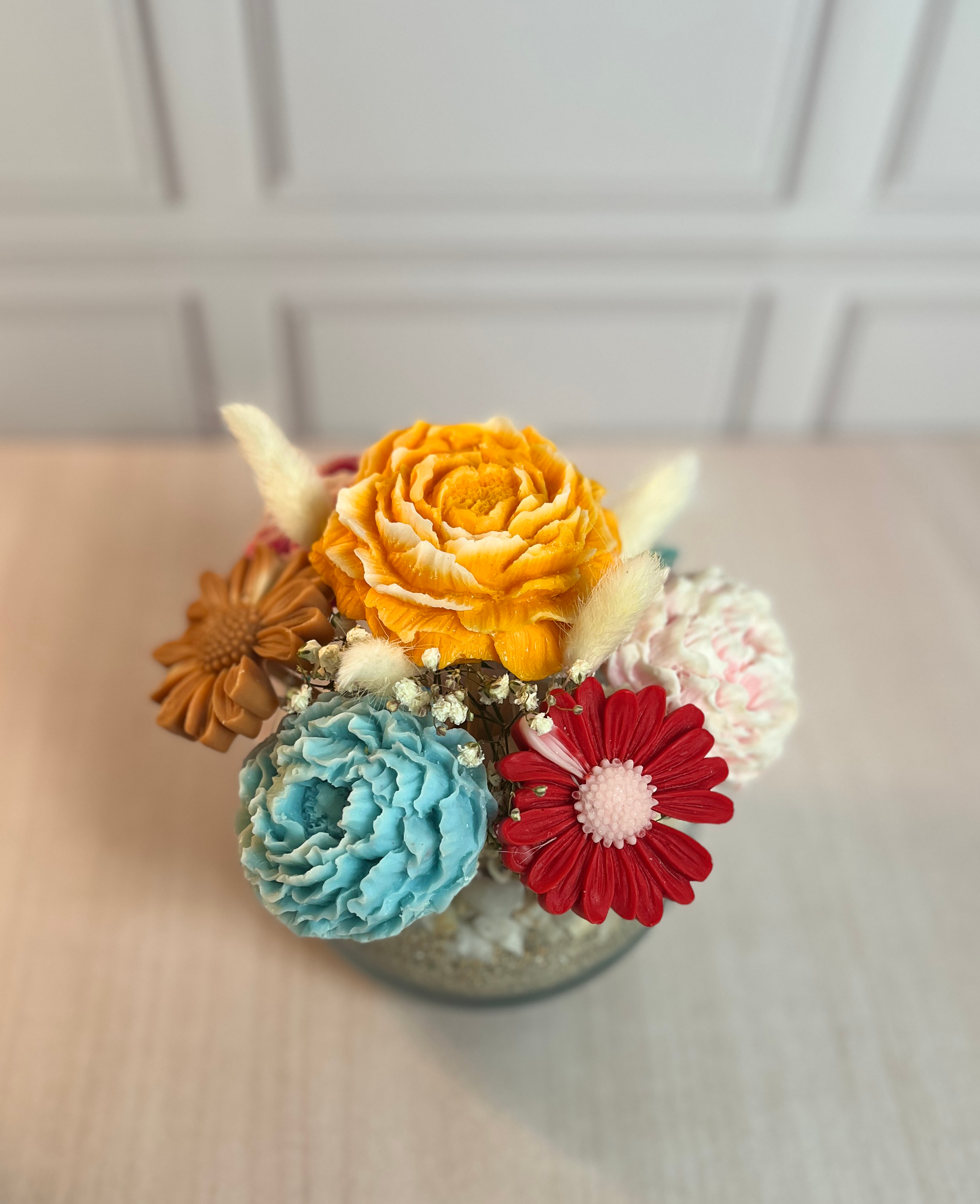 Pecera Pequeña 7 Velas Florales Rainbow