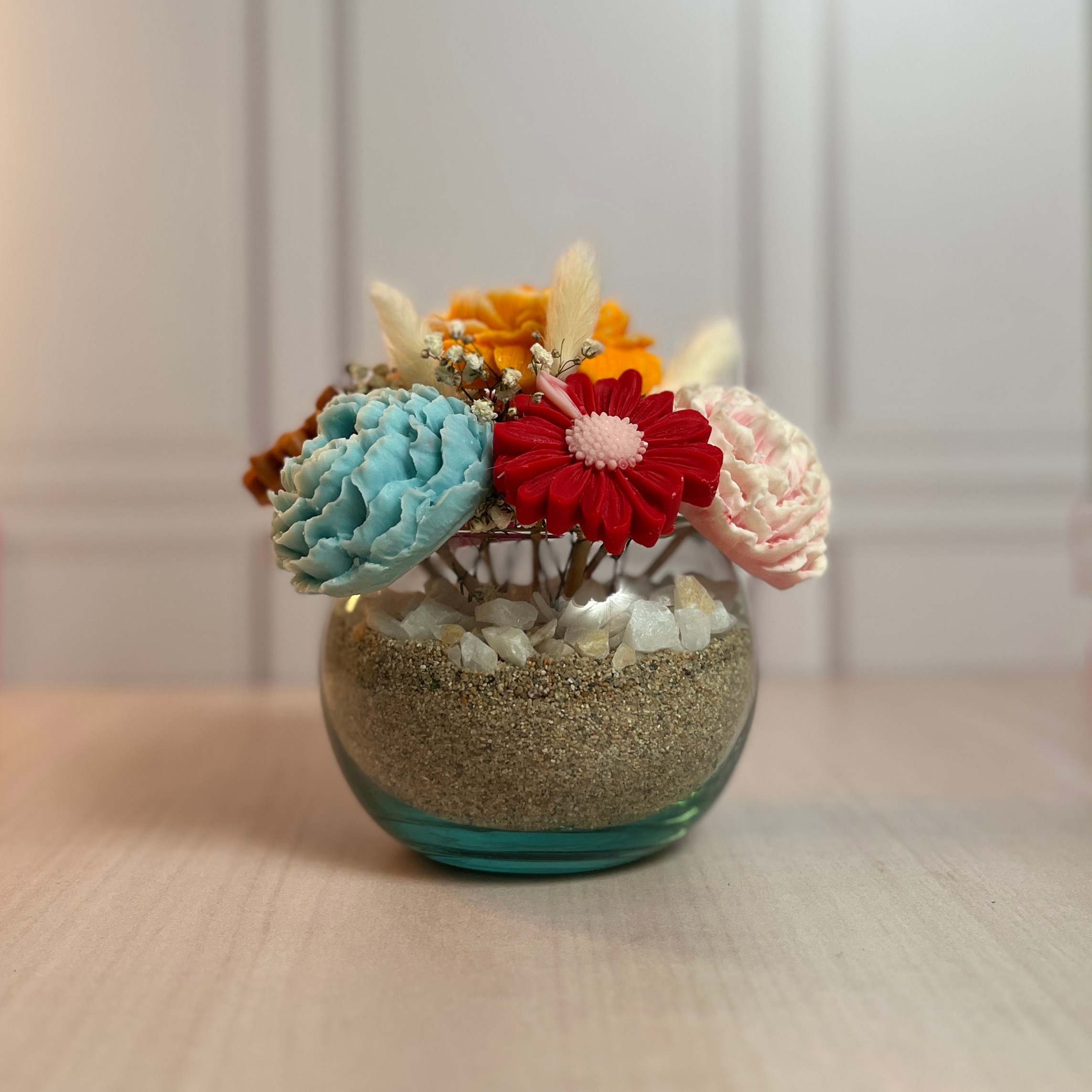 Pecera Pequeña 7 Velas Florales Rainbow
