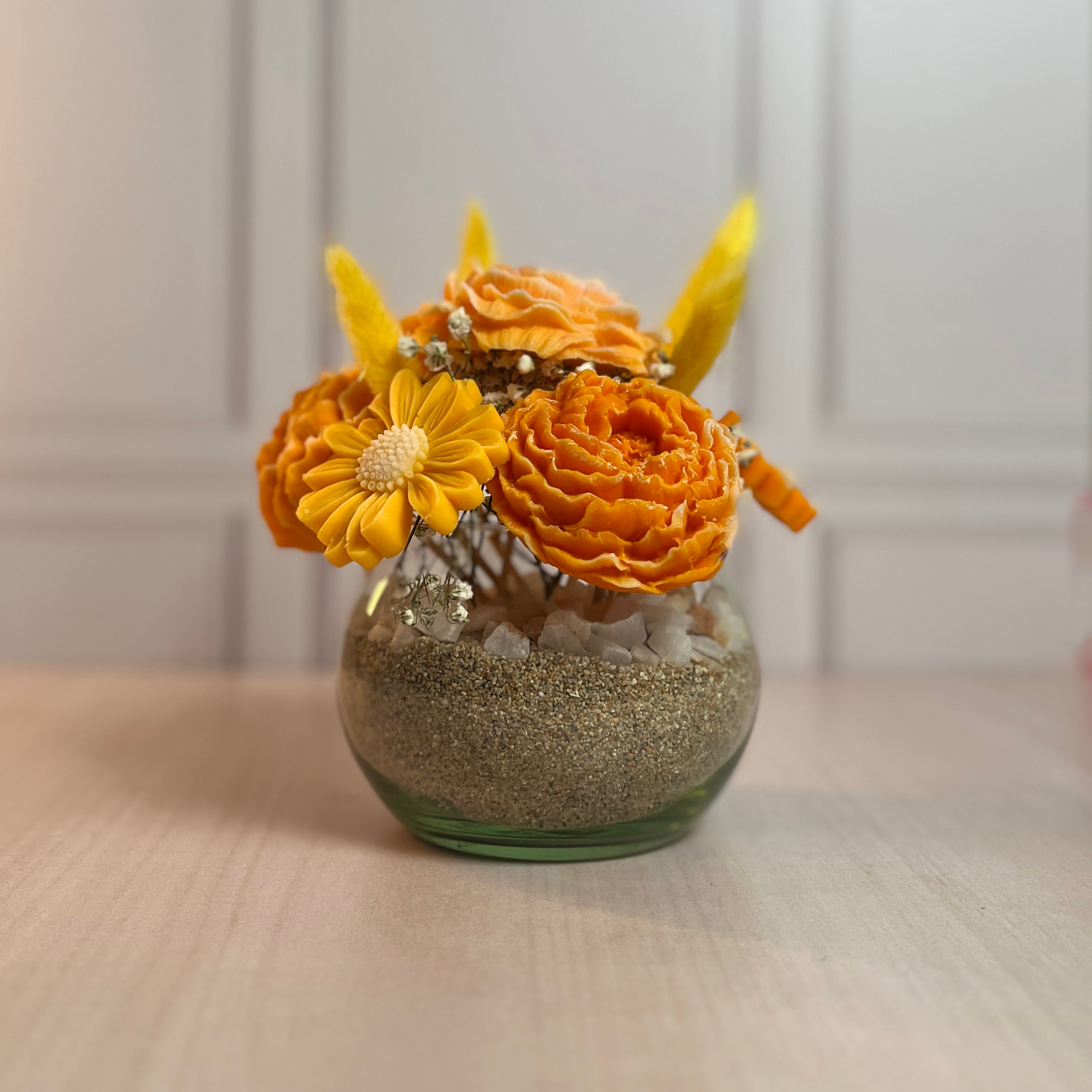 Pecera Pequeña 7 Velas Florales Citrics Gold