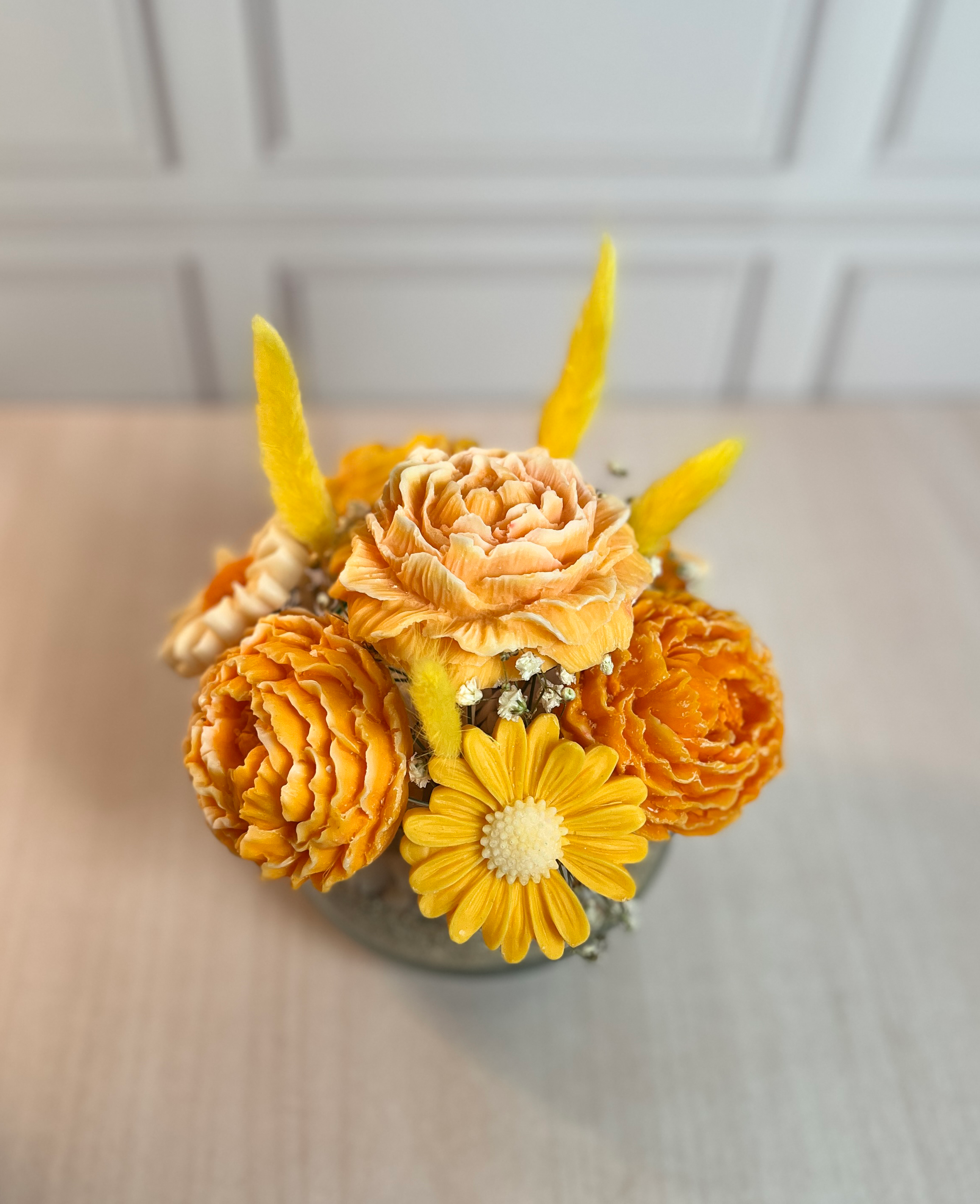 Pecera Pequeña 7 Velas Florales Citrics Gold