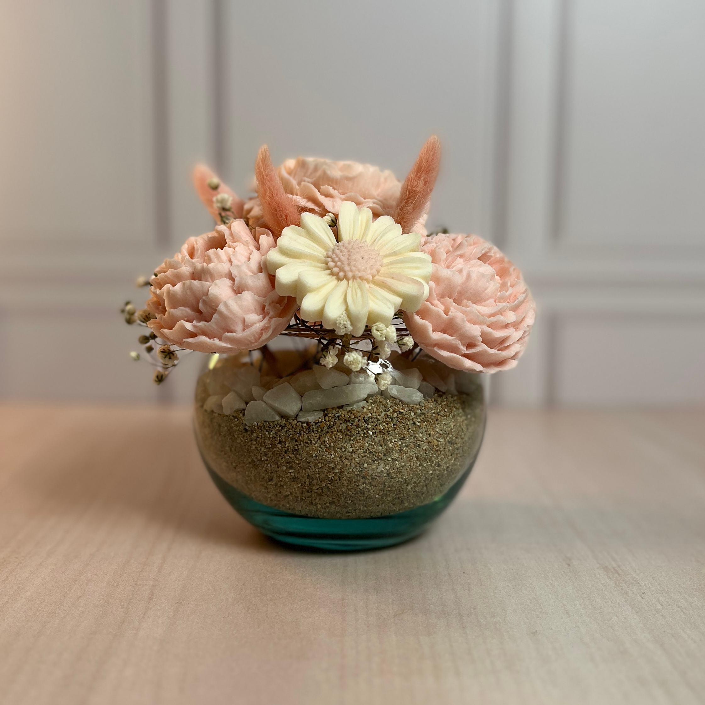 Pecera Pequeña 7 Velas Florales Pink Coquette