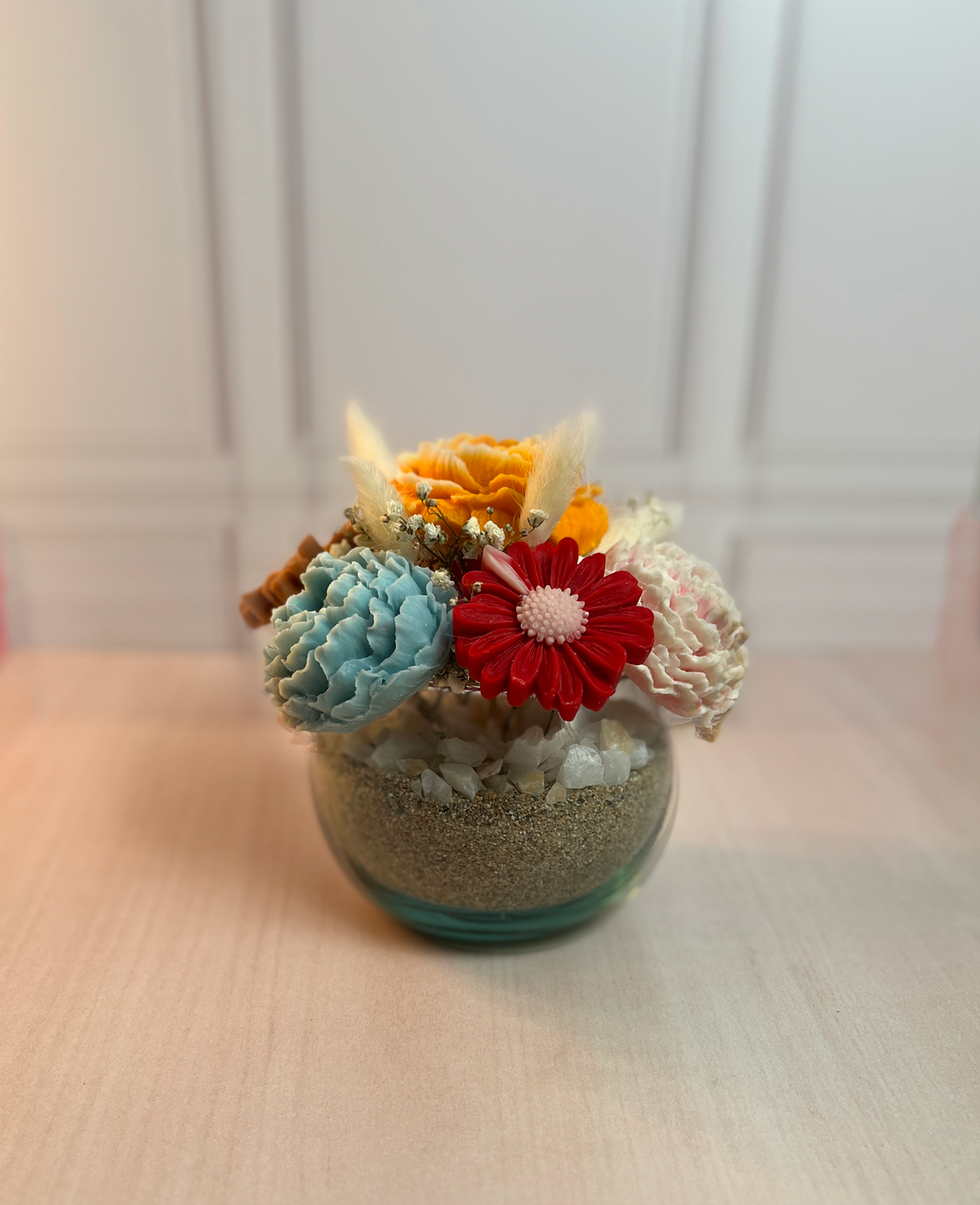 Pecera Pequeña 7 Velas Florales Rainbow